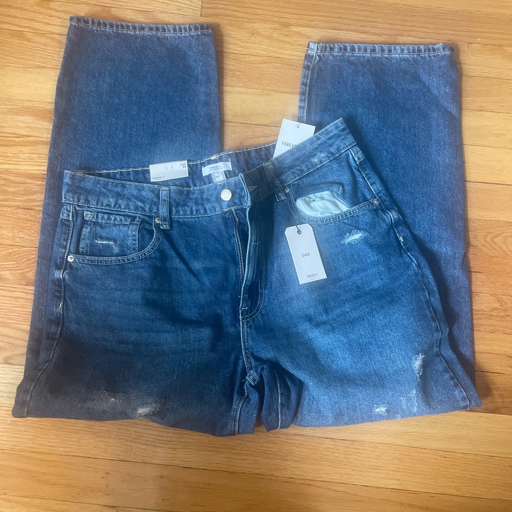 Forever 21 Dad Jeans Size 32 Mid Rise Relaxed Fit Straight Leg NEW